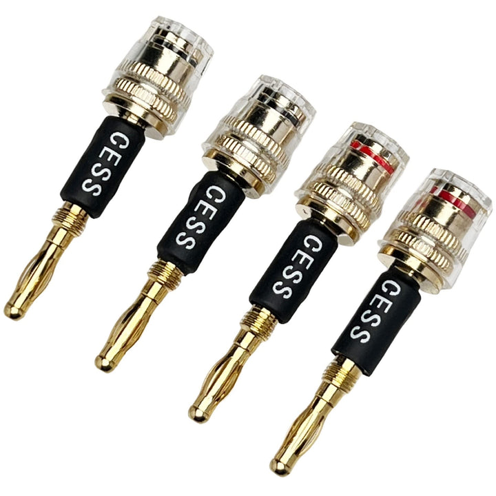 CESS-187 Banana Plug Connect to Spade Fork Plug Speaker Cable Adapter, 4 Pack