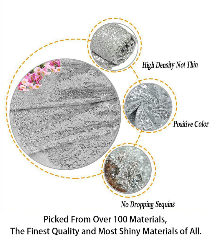 12 Feet 4 Yards Sequin Fabric, by The Yard, Sequin Fabric, Tablecloth, Linen, Sequin Tablecloth, Table Runner (Silver)