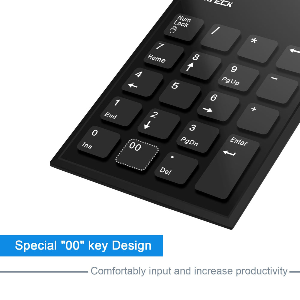 Numeric Keypad & Mouse Combo, 2.4G 19 Keys Wireless Mini USB Number Pad Keyboard and Mouse Combo with USB Receiver for Laptop Desktop PC Notebook- Just One USB Receiver