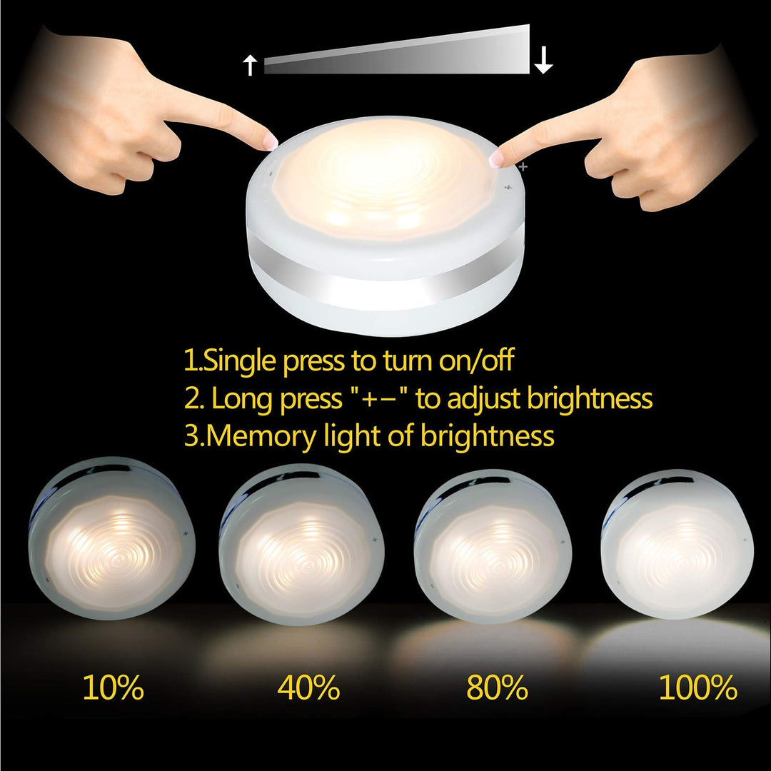 Puck Lights, Battery Operated Light with Remote Control, Led Under Cabinet Lighting Wireless, Dimmable Closet Lights(Natural White 6PK)