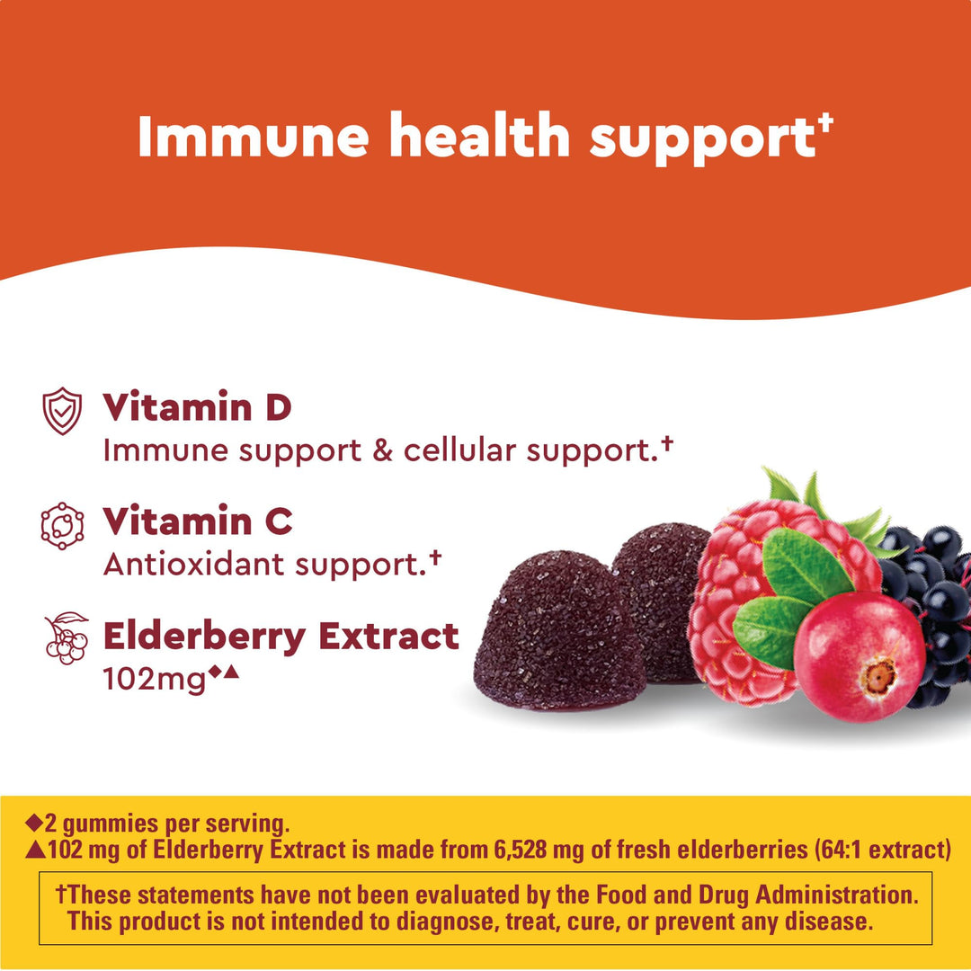 Wellblends Immune & Superfood, Elderberry Gummies with Acerola Cherry Extract, Plus Vitamin C + Vitamin D, Immune Support Supplement, 100 Gummy Vitamins