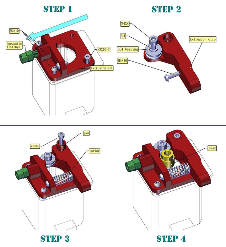 Creality Ender 3 Aluminum Extruder, Ender 3 Metal Extruder, Ender 3 Pro Extruder Upgrade MK8 Drive Feed Bowden Extruders for Ender-3 V2/ Ender-3 Pro/Ender-3 Max/CR-10/10S/ Ender 5/ ENDER5 Plus