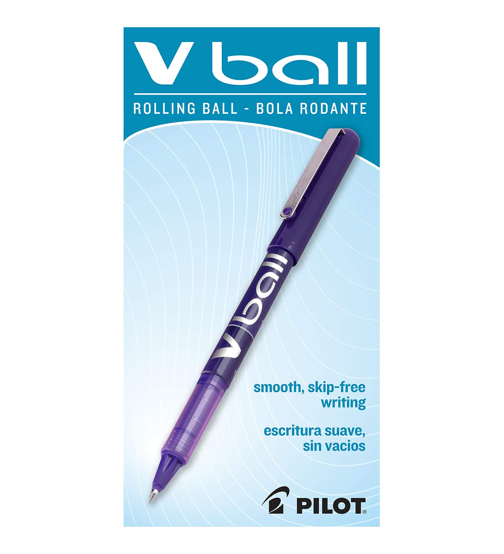 VBall Liquid Ink Rolling Ball Stick Pens, Extra Fine Point, Purple Ink, 12-Pack (35210)