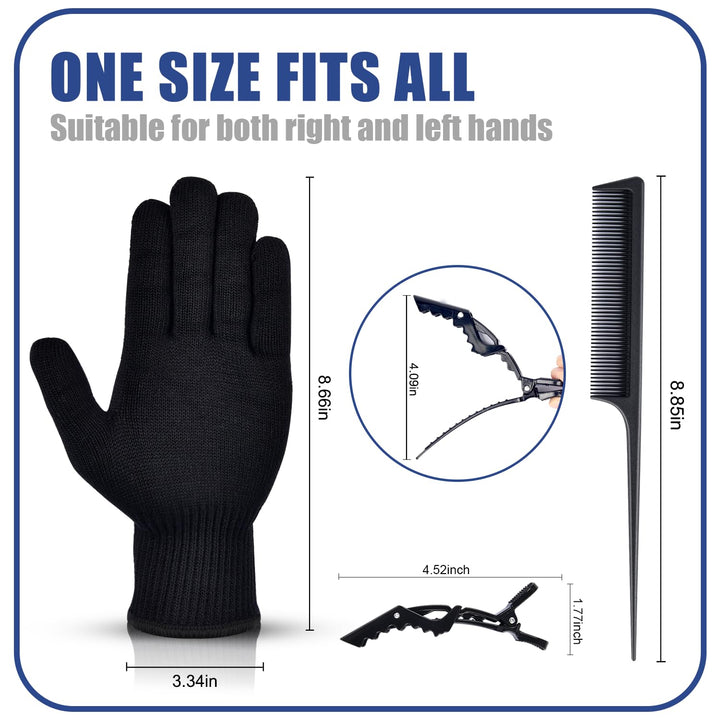 Heat Proof Medium Glove Mitts for Hair Styling - 2Pcs for Flat Iron, Curling Wand, and Hot-Air Brushes