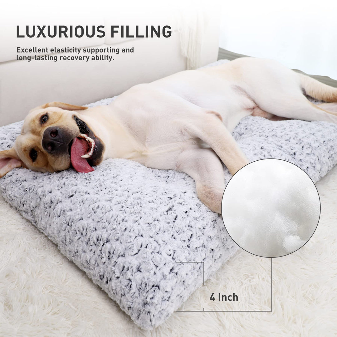 Washable Dog Bed Deluxe Plush Dog Crate Beds Comfy Kennel Pad Anti-Slip Pet Sleeping Mat for Large, Jumbo, Medium, Small Dogs Breeds, 41 x 27, Gray