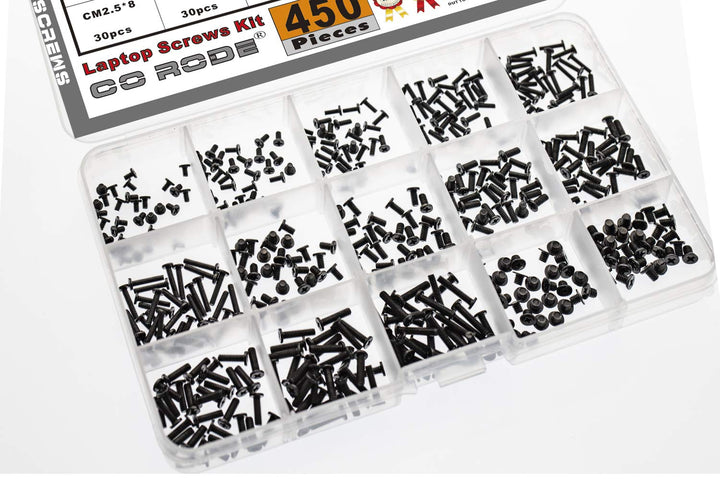 CO-RODE 450pcs M2 M2.5 M3 Laptop Computer Screws Kit Set for SSD IBM HP Dell Lenovo Sony Toshiba Gateway Acer Hard Drive SATA, (15-Size)
