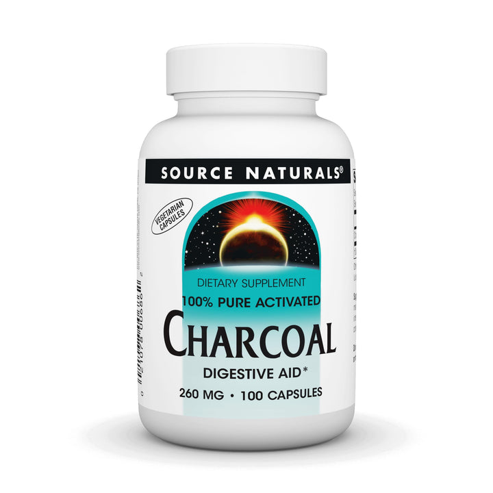 Charcoal - 100% Pure Activated, Digestive Aid - 100 Capsules
