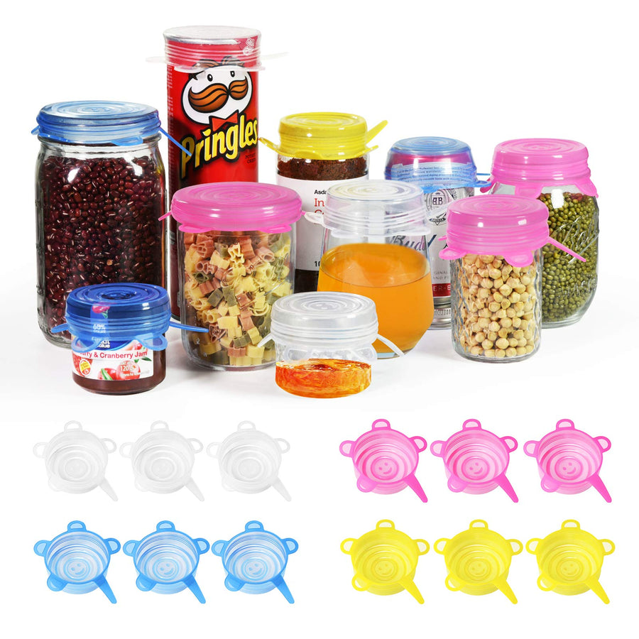 Silicone Stretch Lids/Pet Food Can Covers/12 Pack, Reusable Durable Storage Covers for Dog Cat Food, Cups Small Bowls Cans Jars Fruits, The Same Sizes of 2.6 Inch (Can Stretches to 3.5 Inches)