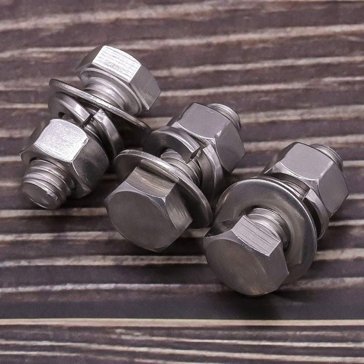 M6 x 12mm (10 Sets) Stainless Steel Hex Bolts with Hex Nuts, Flat Washers and Lock Washers, Hexagon Bolts with Nuts and Washers, Full Thread Coveraage, Coarse Thread UNC