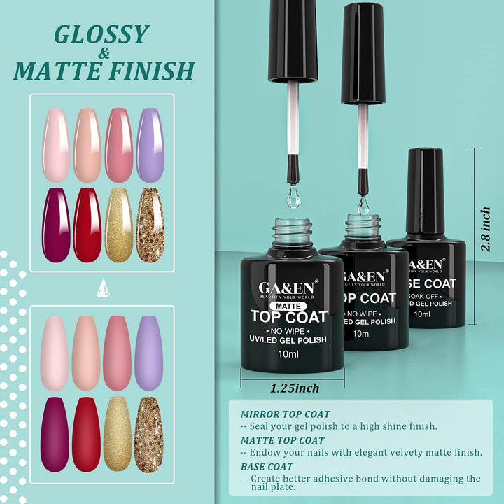 No Wipe Gel Matte Mirror Top Coat Base Coat LED Lamp Needed Quick Dry Long Lasting Gloss Clear Resin Polish Nail Art Glue For Home And Salon Use