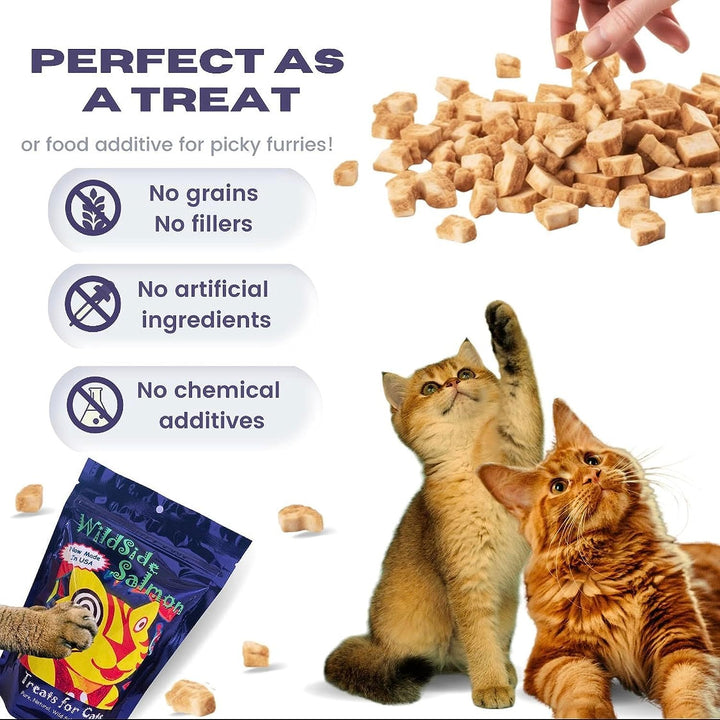 WildSide Salmon - 100% Wild Alaskan Salmon Freeze Dried Cat Treats - Healthy Training Treat - 3oz (3 Pack)