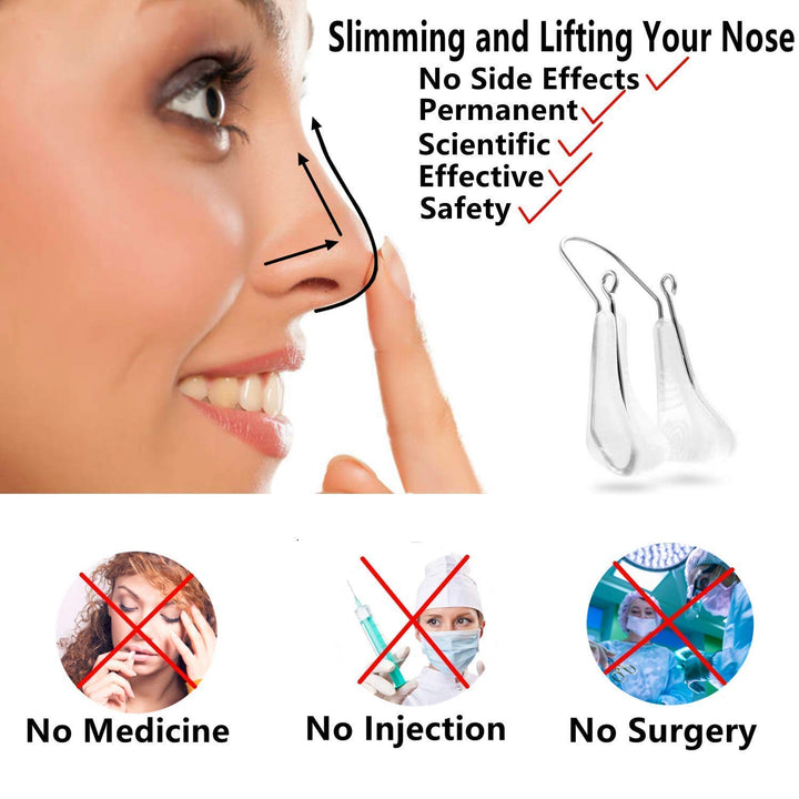 Nose Shaper Clip, Unisex, Hair Trimmer, Nose Lifter, Rhinoplasty Tool, Straightener, Slimming Device, Soft Silicone, Ultra Durable Stainless Steel