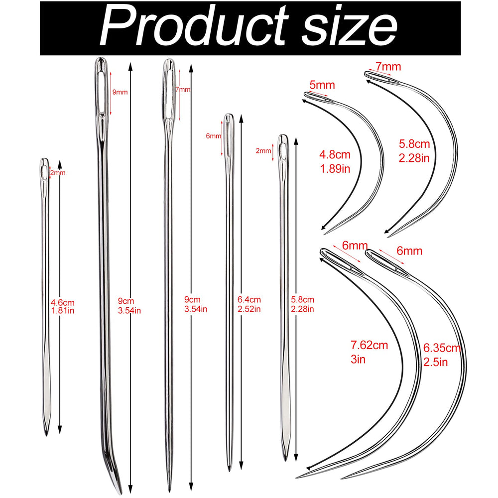 16 Pcs Leather Sewing Needles,Heavy Duty Sewing Needles Kit Include Leather Triangular Needle, Sack Needle, Hand Sewing Needle,Leather Needles for Upholstery,Leather Craft,Carpet Canvas Repair