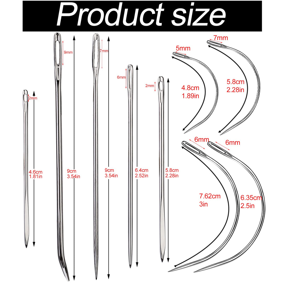 16 Pcs Leather Sewing Needles,Heavy Duty Sewing Needles Kit Include Leather Triangular Needle, Sack Needle, Hand Sewing Needle,Leather Needles for Upholstery,Leather Craft,Carpet Canvas Repair
