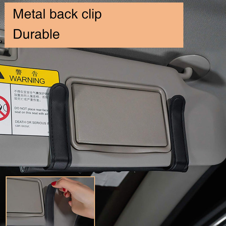 Bling Bling Car Visor Tissue Holder Leather Crystals Paper Towel Cover Case & Glitter Sunglasses Clip for Women Black