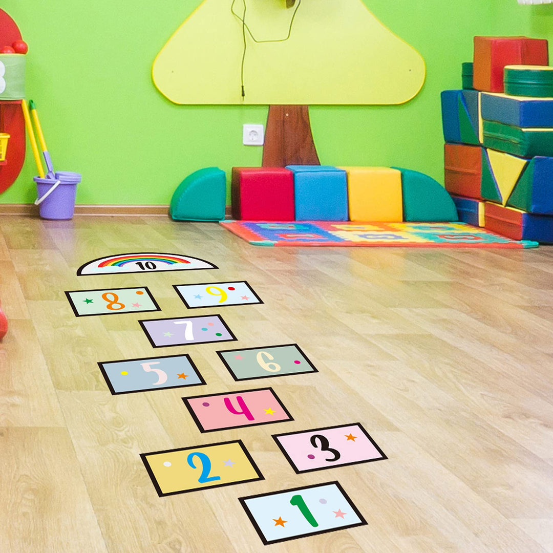 20 Number Hopscotch Game Floor Decal, Creative Hopscotch Stickers Floor Decals for Kids, DIY Cartoon Grid Game Stickers Floor Decor for Bedroom Ground Corridor Nursery (2 Set)