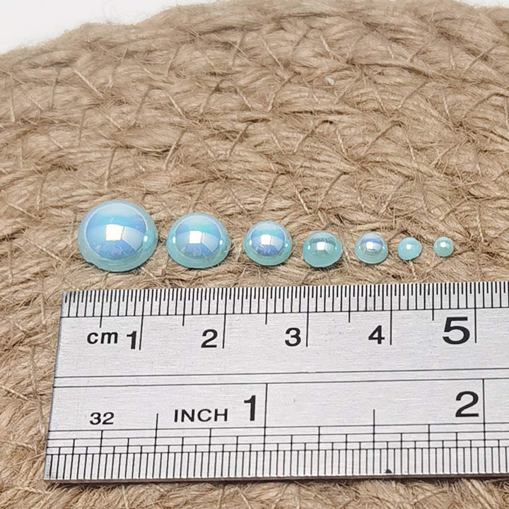 3000PCS 1 Box Blue Round Flatback Half Pearls Bead Loose Beads Gem (Blue Half Ball)