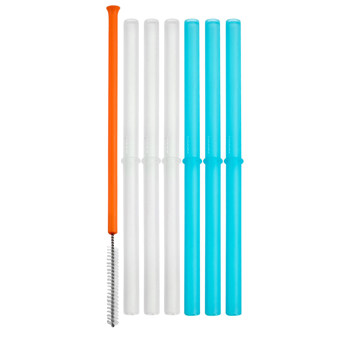 Snug Silicone Straws with Cleaning Brush (Pack of 6)