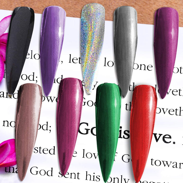 14 Jars Chrome Nail Powder Metallic Nail Art Powder Mirror Effect Manicure Chrome Powder 14 Colors Nail Powders with 14 Pcs Eyeshadow Sticks, 1g/Jar