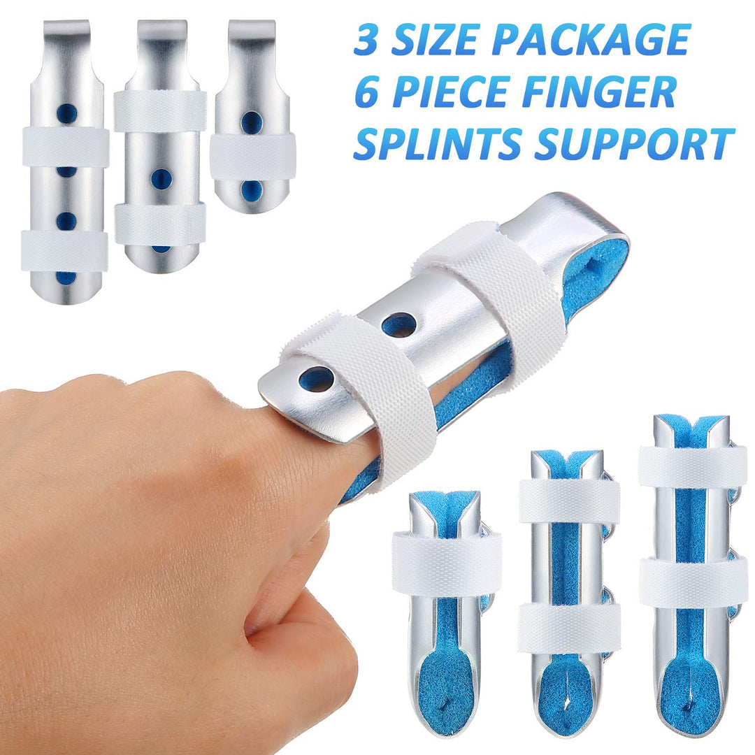 6 Pieces Finger Splints Metal Finger Support Finger Stabilizer for Adults and Children Finger Knuckle Joint Fixation, 3 Sizes