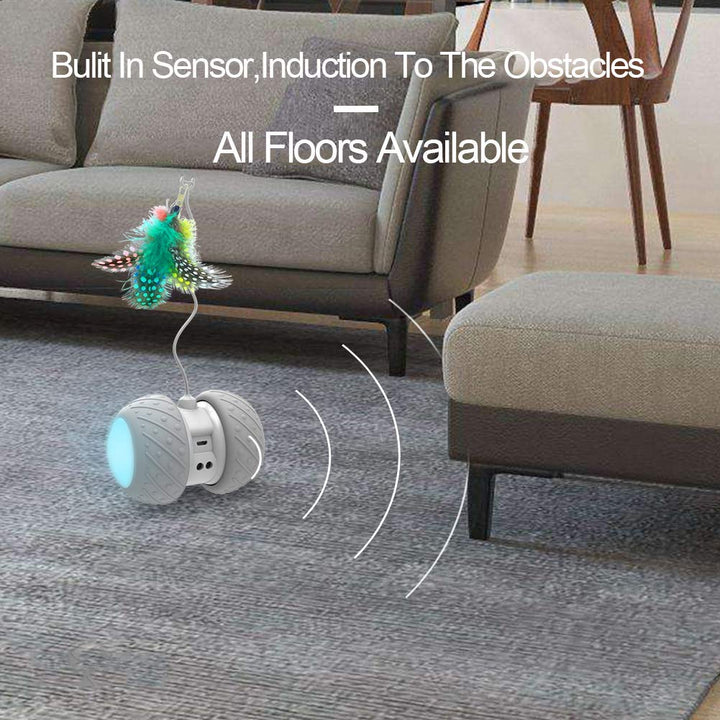 Interactive Dog Ball Toys,Durable Motion Activated Automatic Rolling Ball Toys for Puppy/Small/Medium Dogs,USB Rechargeable (Inteactive Cat Toy(Grey))