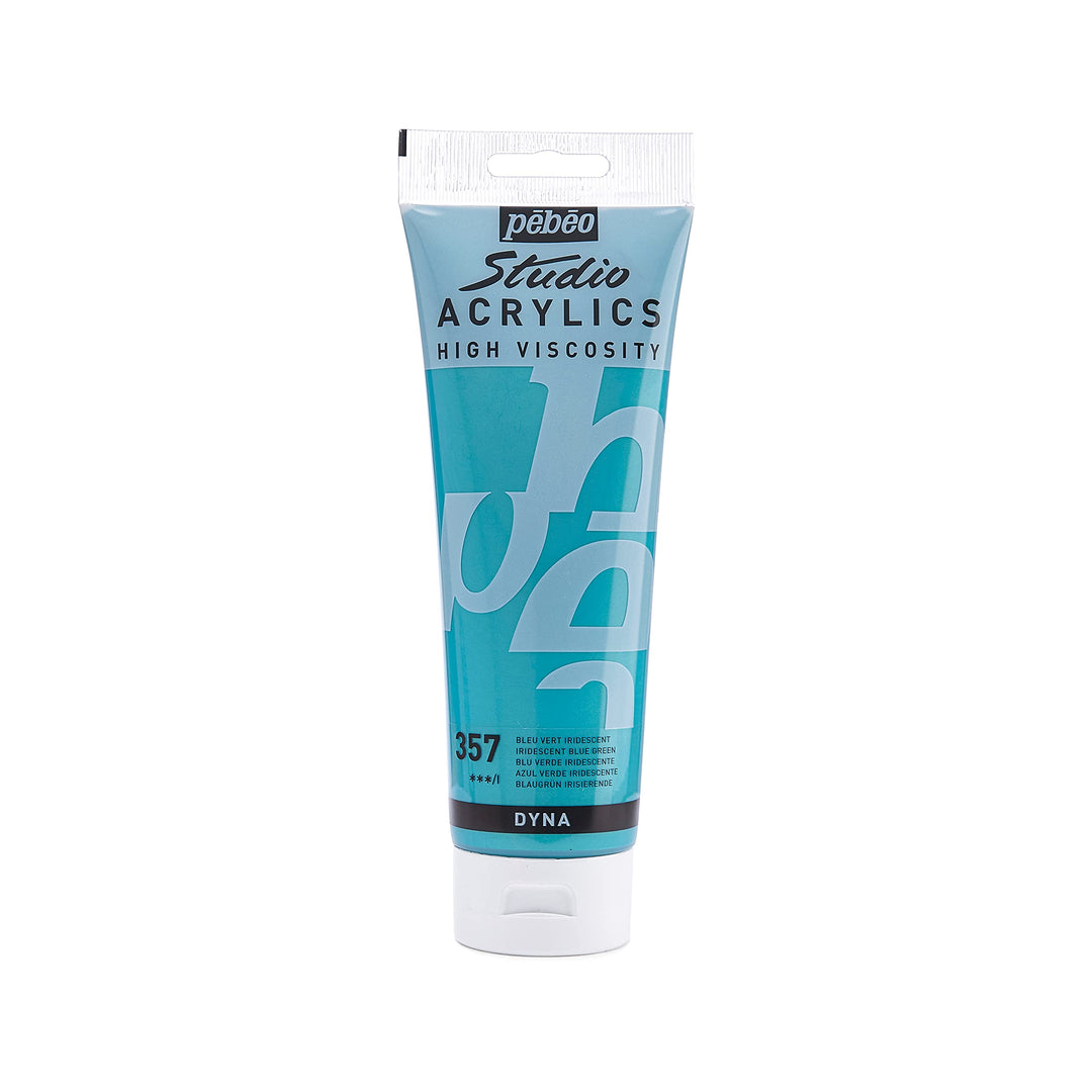 Pebeo Studio Acrylics High Viscosity, Fine Acrylic, 250 ml - Iridescent Blue Green, (169357), 8.45 Fl Oz (Pack of 1)
