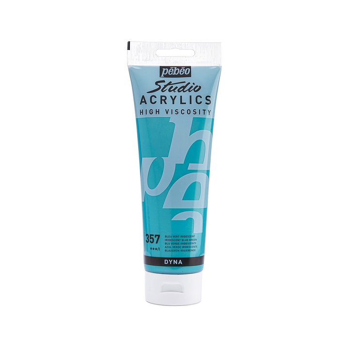Pebeo Studio Acrylics High Viscosity, Fine Acrylic, 250 ml - Iridescent Blue Green, (169357), 8.45 Fl Oz (Pack of 1)