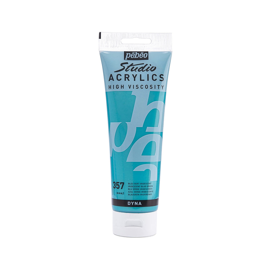 Pebeo Studio Acrylics High Viscosity, Fine Acrylic, 250 ml - Iridescent Blue Green, (169357), 8.45 Fl Oz (Pack of 1)