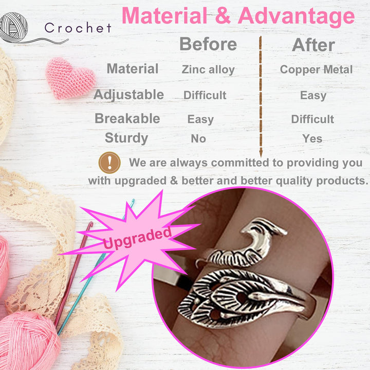 Upgraded 3 PCs Crochet Ring for Finger Yarn Guide, Adjustable Tension Ring for Crocheting, Finger Pain Release and Faster Knitting Make Mom Happy (3 PCS)
