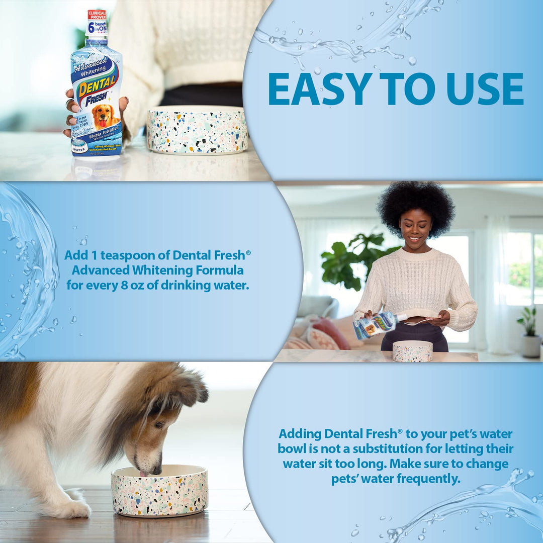 Advanced Whitening Water Additive, 17oz – Dog Breath Freshener Formula to Hep Overall Dog Dental Care and Brighten Teeth