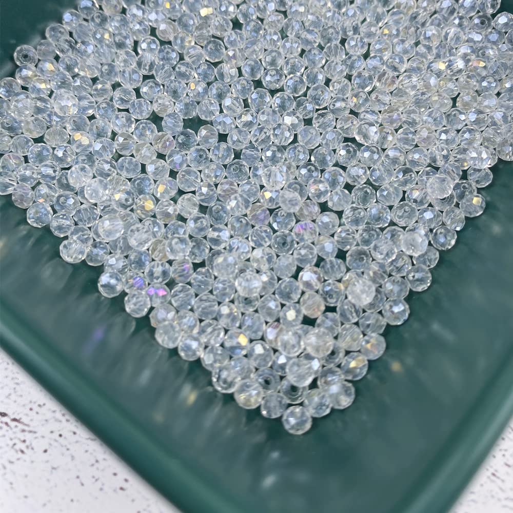 1000 Pcs 4mm Crystal Glass Beads Bulk Faceted Crystal Briolette Beads,Rondelle Crystal Beads for Bracelets Necklace Pendants Earrings Key Chains Jewelry Making,Light Pink AB