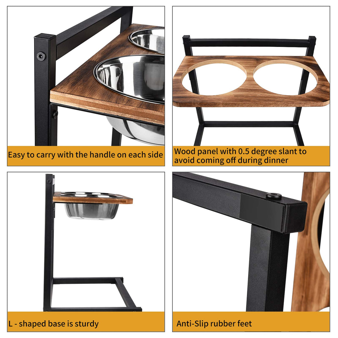 Dog Food Bowls Raised Dog Bowl Stand Feeder Adjustable Elevated 3 Heights 5in 9in 13in with Stainless Steel Food Elevated Dog Bowls for Large Dogs and Cats 16.5x16 inch,Patented