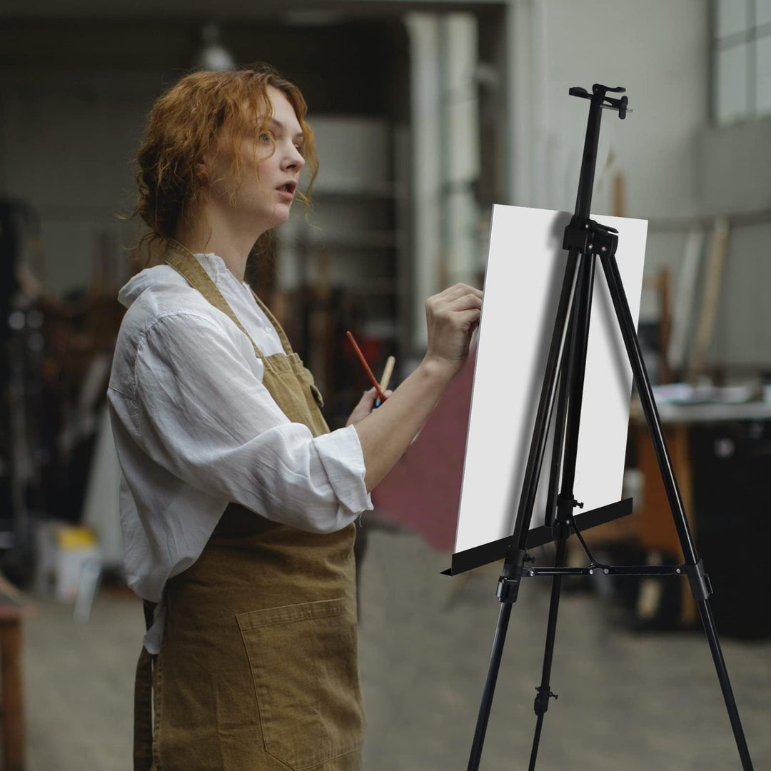 72Inches Art Painting Display Easel Stand,Portable Adjustable Metal Tripod with Art Easel,Easel for Painting Canvases Height from 22-72”for Table-Top/Floor Painting, Displaying,Black