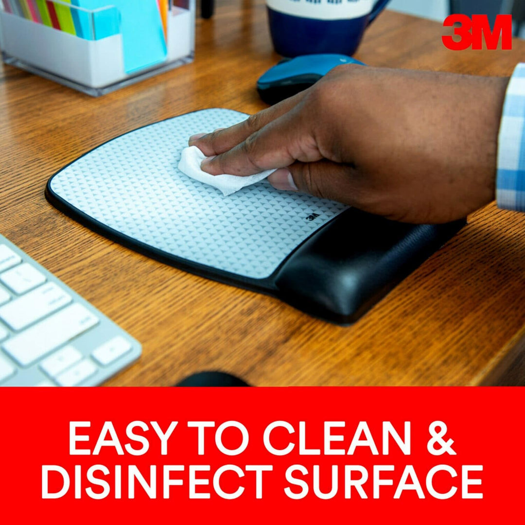 Precise Mouse Pad with Gel Wrist Rest, Soothing Gel Comfort with Durable, Easy to Clean Leatherette Cover, Optical Mouse Performance and Battery Saving Design, 9.2 x 8.7, Black (MW310LE)