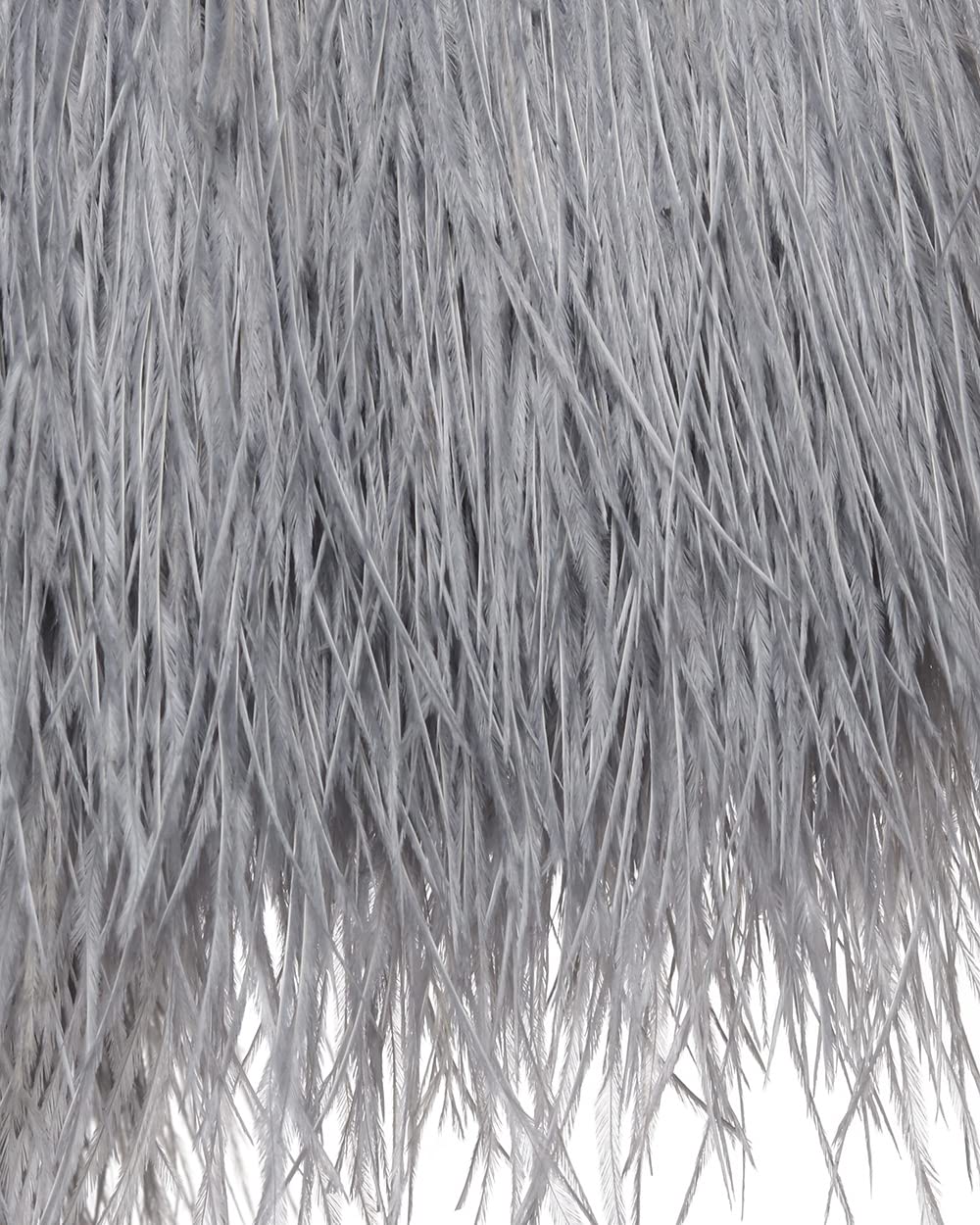 Ostrich Feathers Sewing Fringe Trim Ribbon for Crafts Clothes Accessories Latin Wedding Dress DIY 2-5 Yards 3-4inch Width (2 Yards, Gray)