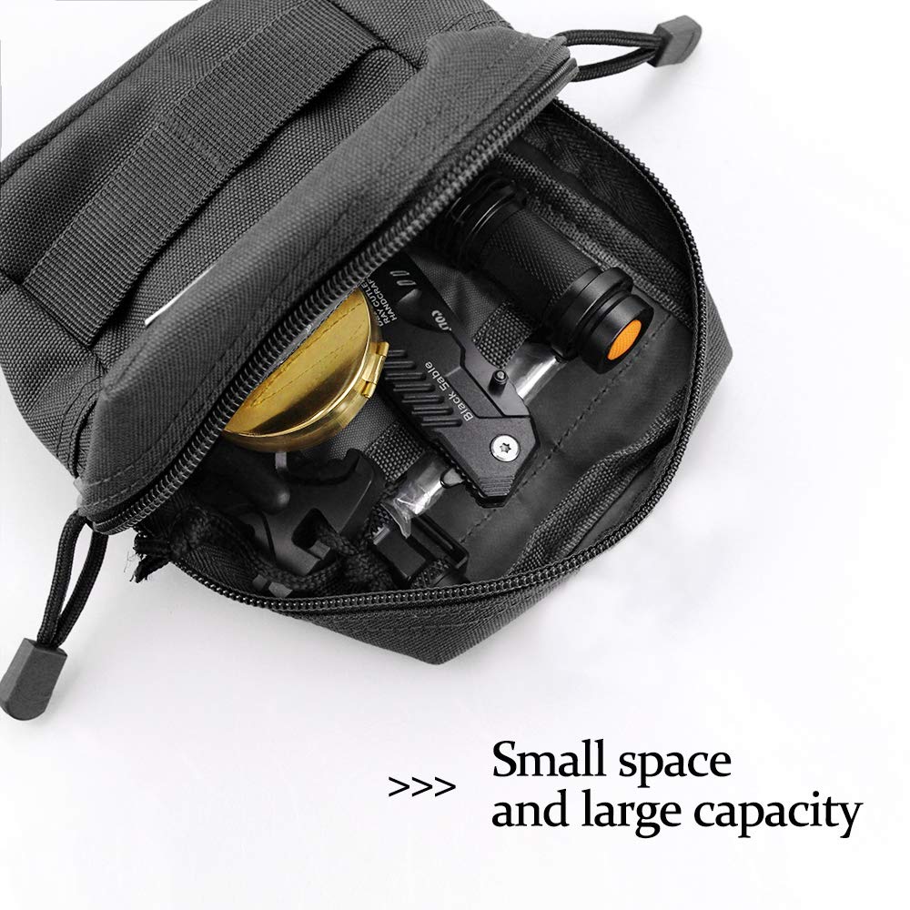 Molle Pouches, 2 Pack Tactical Waist Bag Water-Resistant EDC Small Pouch Bags, Black