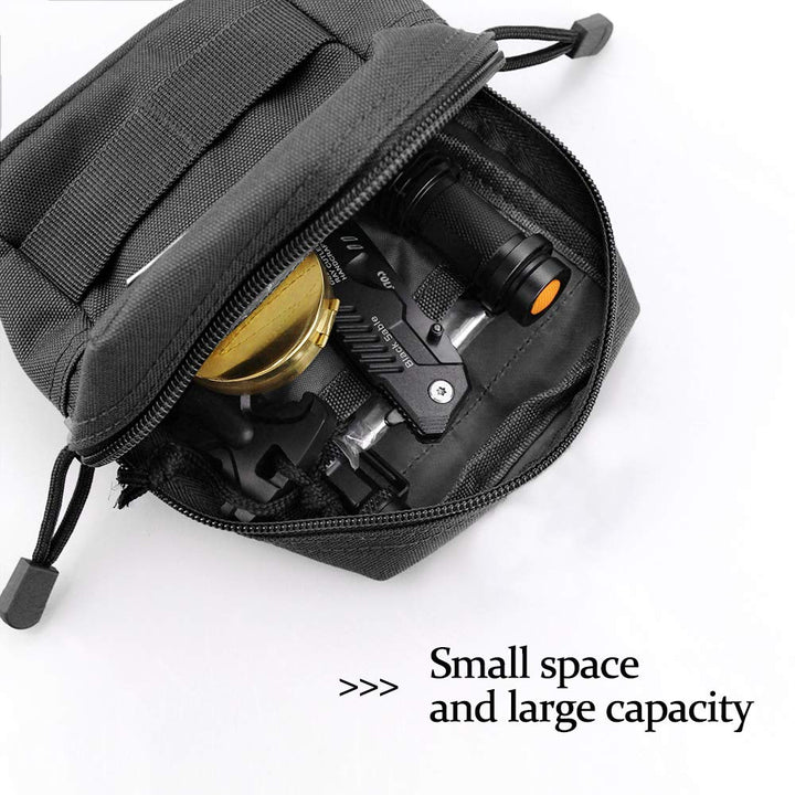 Molle Pouches, 2 Pack Tactical Waist Bag Water-Resistant EDC Small Pouch Bags, Black