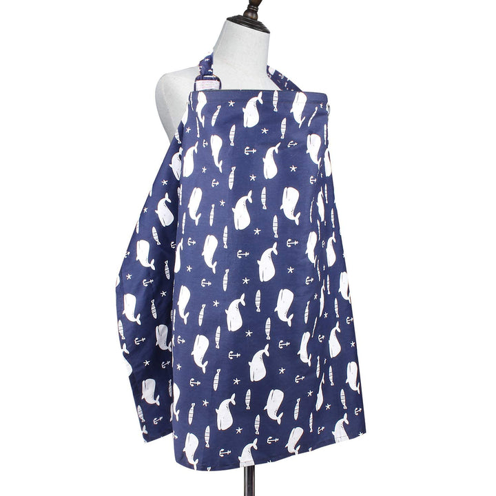 Nursing Cover for Mom Breastfeeding, Baby Privacy Nursing Covers Up Breathable Cotton with Ajustable Hoop for Mother(Blue)