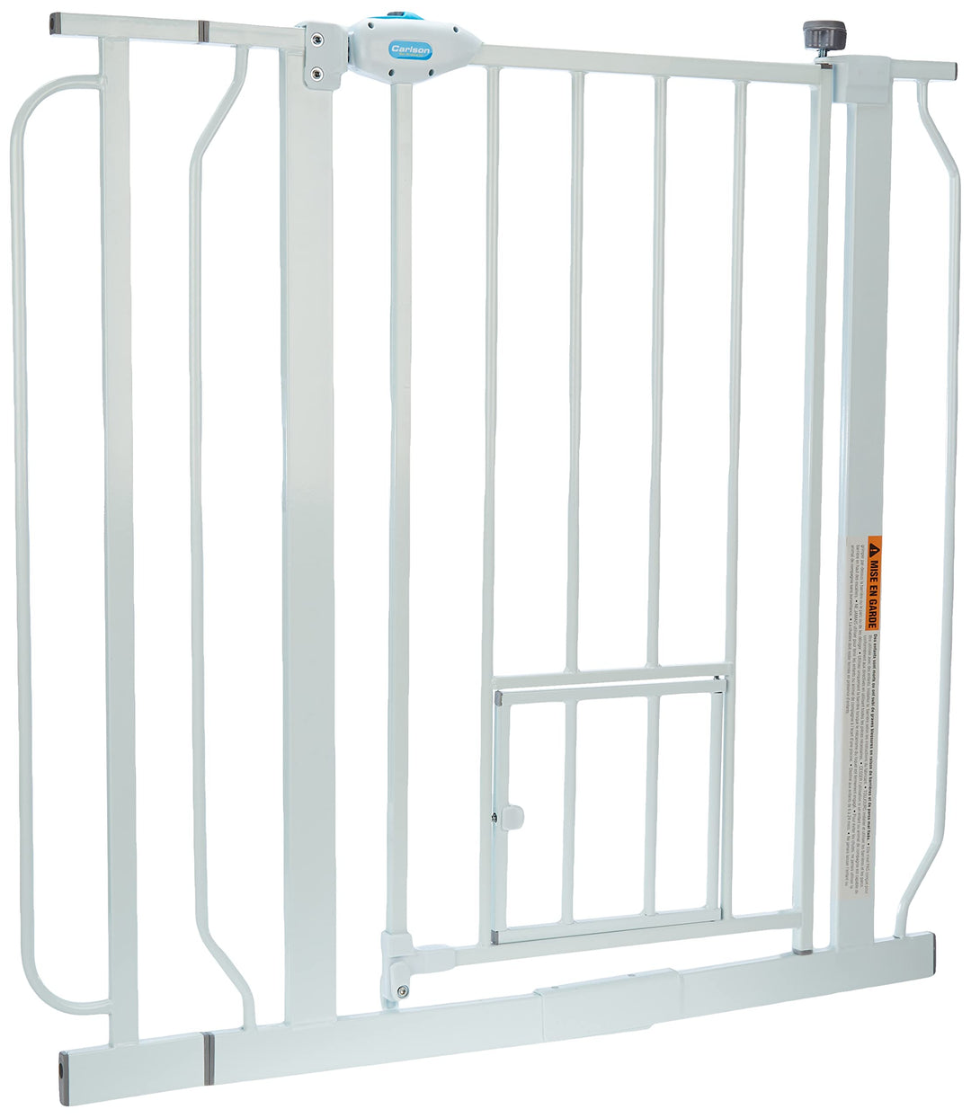 Carlson Extra Wide Walk Through Pet Gate with Small Pet Door, Includes 4-Inch Extension Kit, Pressure Mount Kit and Wall Mount Kit,White