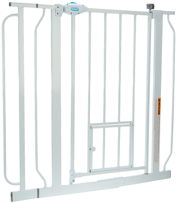 Carlson Extra Wide Walk Through Pet Gate with Small Pet Door, Includes 4-Inch Extension Kit, Pressure Mount Kit and Wall Mount Kit,White