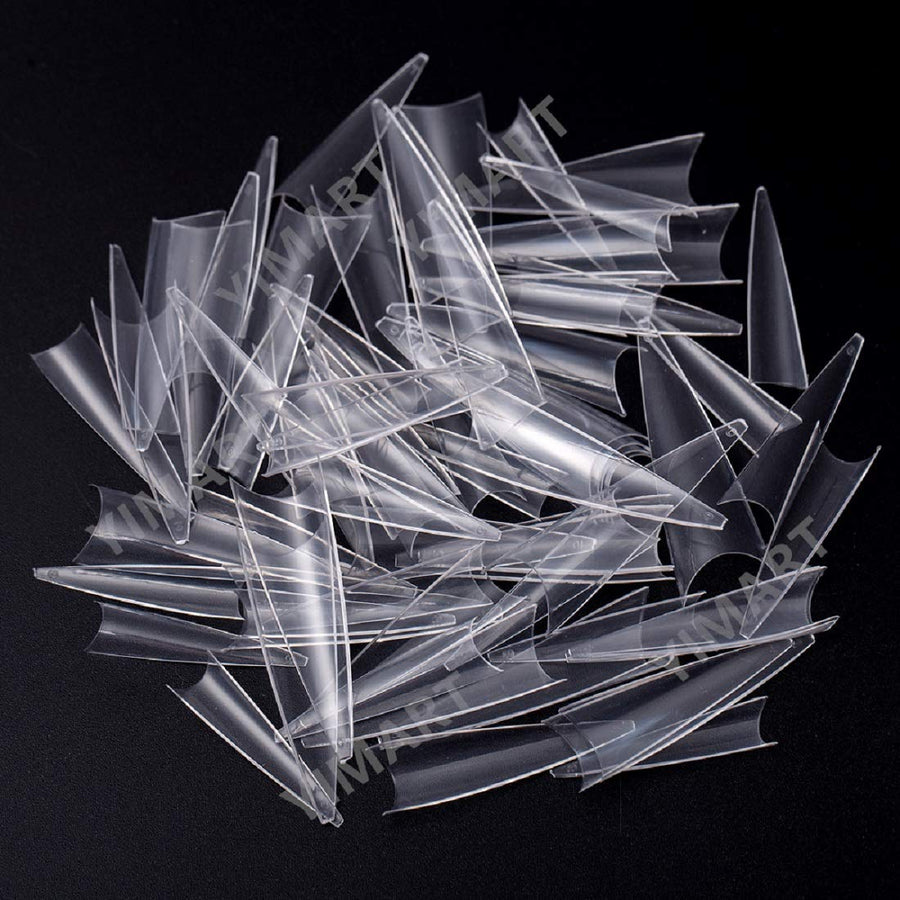 YIMART 600pcs Acrylic Medium Long Stiletto Nail Tips Easy Coffin Nails Sharp False Nail Art Tips For Nails Salon (Clear With Box)
