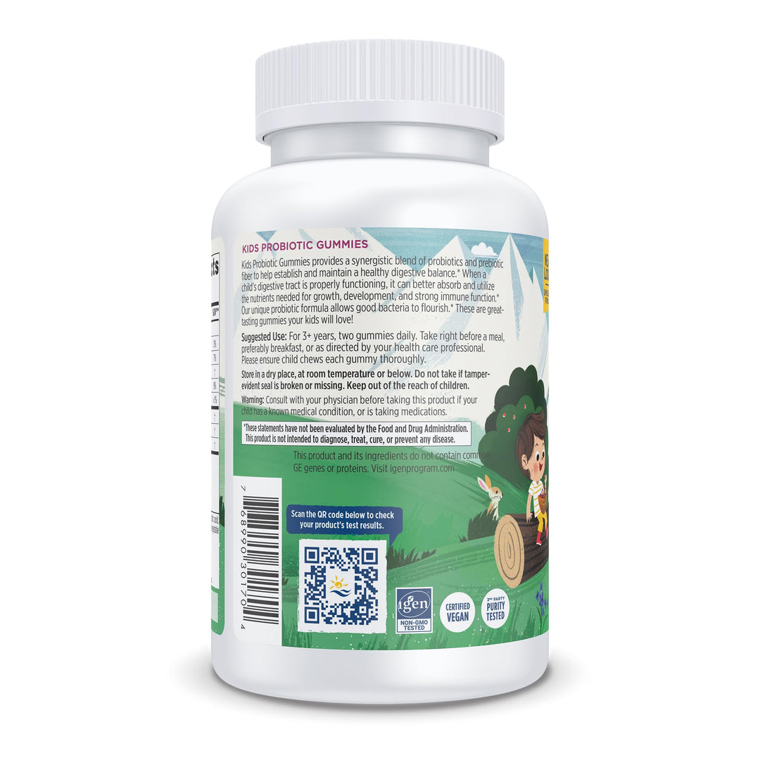 Kids Nordic Flora Probiotic Gummies, Merry Berry Punch - 60 Gummies - 1.5 Billion CFU & Prebiotic Fiber - Non-GMO, Vegan - 30 Servings
