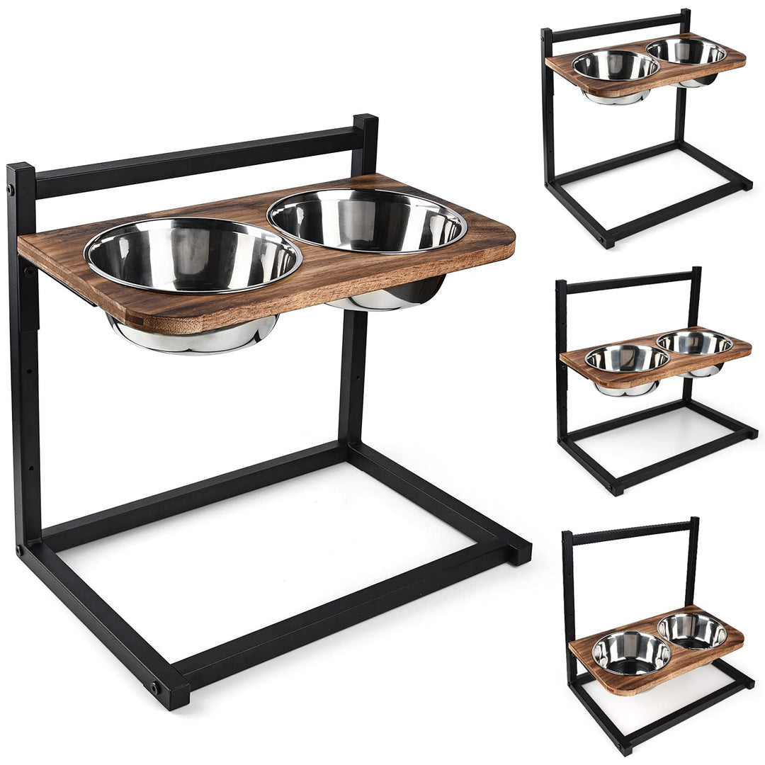 Dog Food Bowls Raised Dog Bowl Stand Feeder Adjustable Elevated 3 Heights 5in 9in 13in with Stainless Steel Food Elevated Dog Bowls for Large Dogs and Cats 16.5x16 inch,Patented