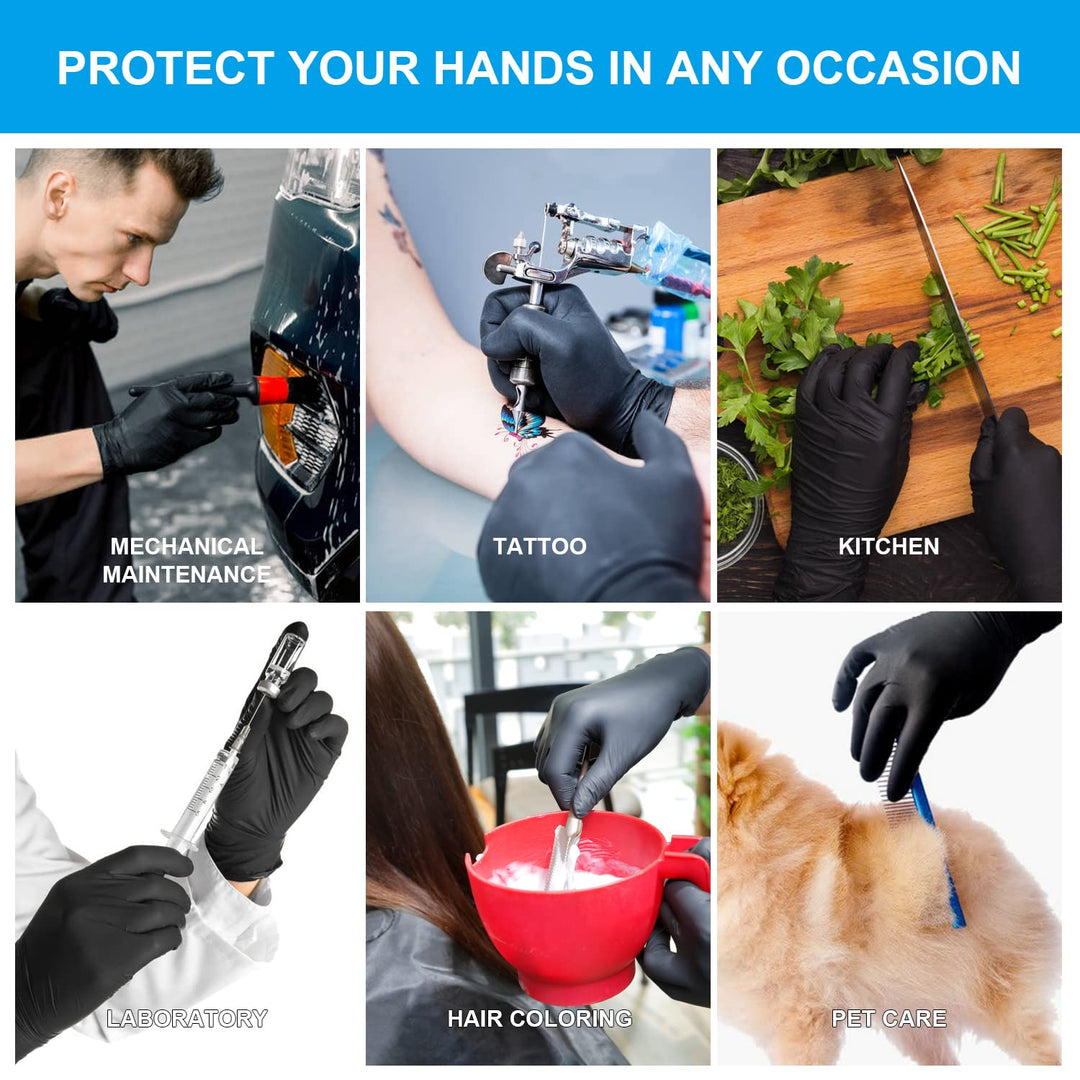 - Black Nitrile Disposable Gloves, 5mil, Powder-free, Medical Exam Gloves Latex-Free 100 PCS For Examination Home Cleaning Food Gloves (Medium)