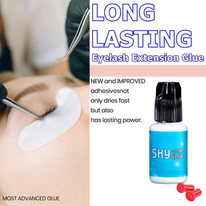 Sky Glue D 2 Bottles Powerful Strong Eyelash Extension 5ml - Professional Black Eyelash Individual Extension Adhesive - 1-2s Fast Drying / 4-6 Weeks Lasting time