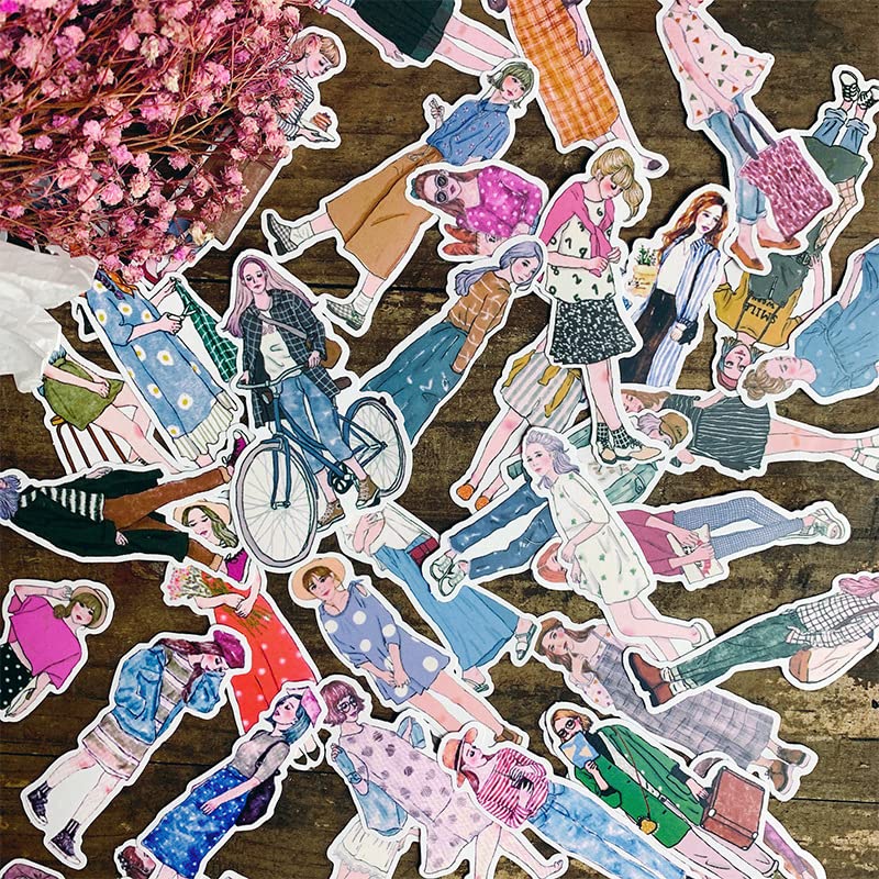 100 PCS Fashion Lovely Girls Stickers Waterproof Handbook DIY Craft Photo Album Scrapbook Journal Planner Motorcycle Car Laptop Luggage Water Bottle Paper Stickers