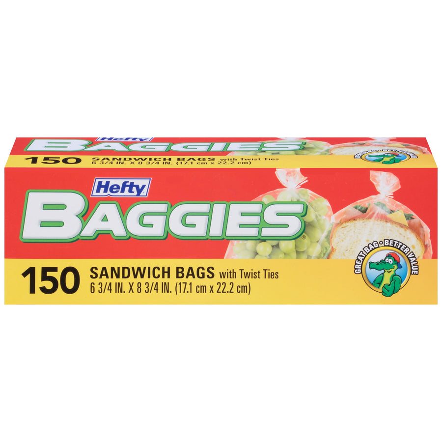 Baggies Food Storage Bags, Sandwich, Twist Tie, 150 Count