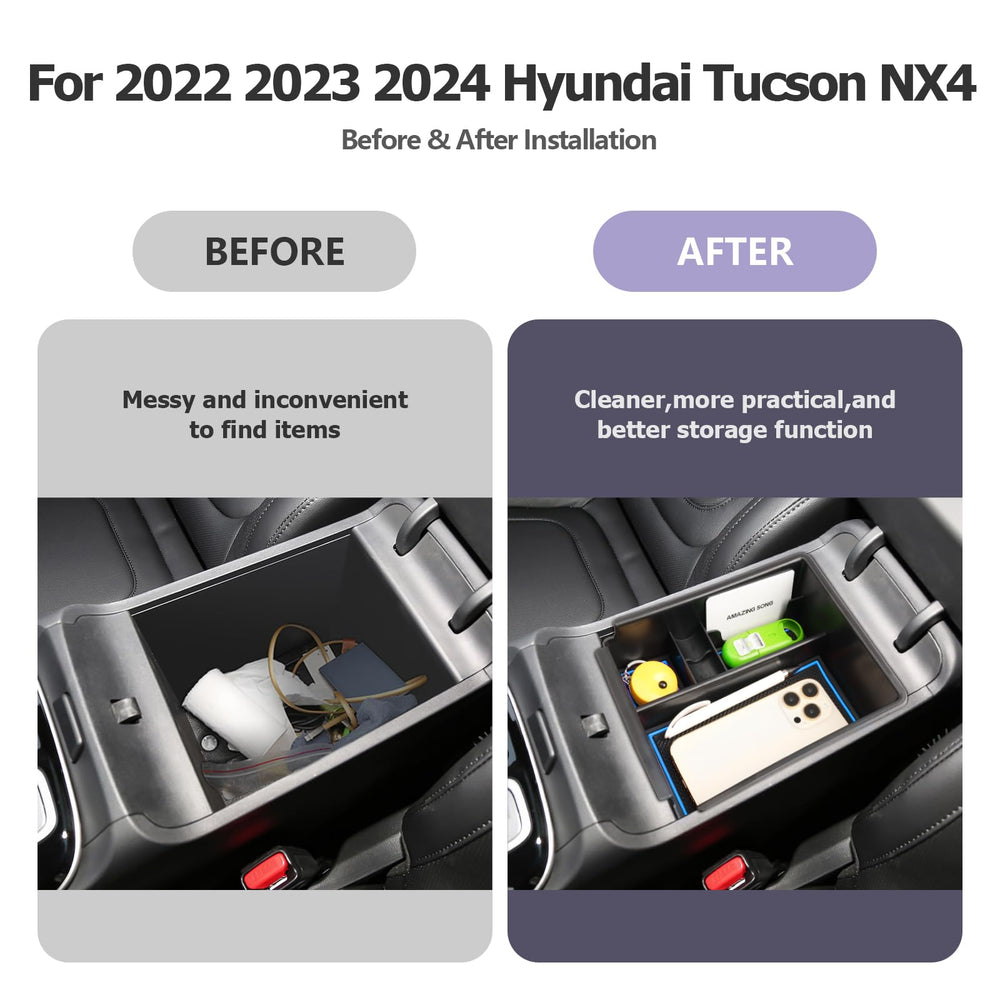 LUWU 2023 2024 Hynudai Tucson Center Console Organizer 2022-2024 Tucson NX4 Armrest Storage 2024 Tucson Console Organizer Tray Tucson SE/SEL/XRT Armrest Organizer 2023 2024 Tucson Accessories (Blue)