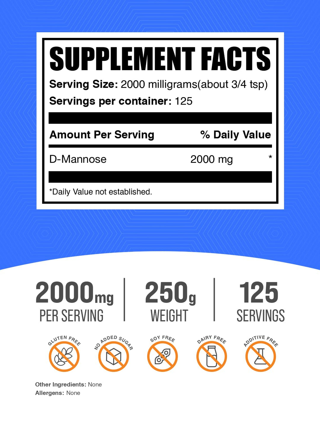 .com D-Mannose Powder - D-Mannose Supplement, D-Mannose 2000mg - Urinary Tract Health, Unflavored & Gluten Free - 2000mg per Serving, 250g (8.8 oz) (Pack of 1)