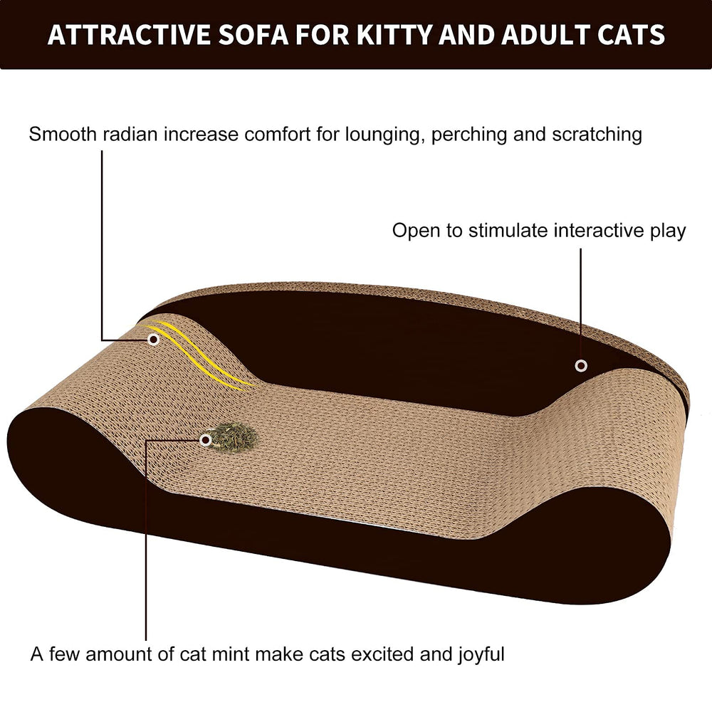 Extra Large Size Cat Scratcher Bed, 24 Inch Cat Scratch Pad Cardboard Sofa Scratching Board Lounge Couch for Indoor Cats